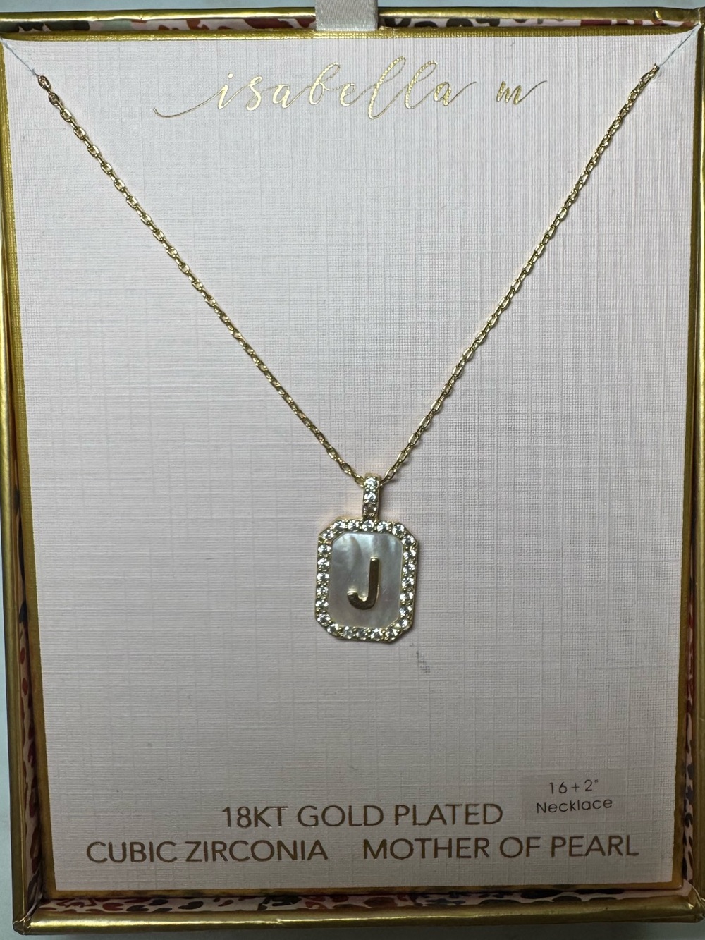 Mother-of-Pearl 'J' Pendant Necklace